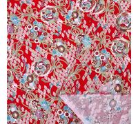 FINGERINSPIRE 1 m Japanese-Style Cotton Fabric 1.5m Wide FireBrick Sewing Crane Pattern Fabric DIY Crafts Decorative Cloth Accessories for Home Furniture Sofa Handwork Decoration