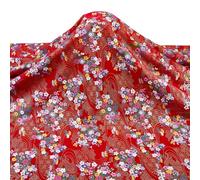 FINGERINSPIRE 1 m Japanese-Style Cotton Fabric 1.5m Wide FireBrick Sewing Flower Pattern Fabric DIY Crafts Decorative Cloth Accessories for Home Furniture Sofa Handwork Decoration