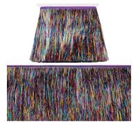 FINGERINSPIRE 10.9 Yards/10M Metallic Tinsel Fringe Trim, 20cm Wide Colorful Polyester Tinsel Tassel Trimming Shiny Tassel Lace for Latin Dance Dress Clothing Accessories