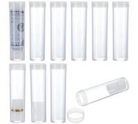 FINGERINSPIRE 10 Pcs Round Clear Coin Storage Tube Plastic Coin Holder with Protective Sponge 29x102mm Transparent Collection Tubes for Coins, Commemorative & Rare Coins (Inner Diameter 25mm)
