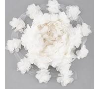 FINGERINSPIRE 10 Yards/9.1m Chiffon Flower Lace Trim 25mm Wide for Sewing, 3D Handmade DIY Decoration for Bridal Wedding Dress, White