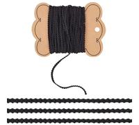 FINGERINSPIRE 10 Yards Black Gimp Braid Trim 3mm Wide Tiny Lace Trim by The Yard Keel Shape Braid Trim Woven Upholstery Decorative Gimp Trim Polyester Braid Trim for DIY Sewing Craft Supplies