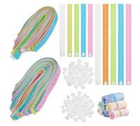 FINGERINSPIRE 100PCS Elastic Storage Bands 2 Size Mixed Color Adjustable Clothing Storage Strap Roll-Up Binding Straps with 100PCS Plastic Clasp for Packing Drawer Luggage Blanket