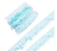 FINGERINSPIRE 10m Light Sky Blue Ruffle Ribbon Double Layer Pleated Lace Trim Organza Pleated Sewing Trim 50mm Width Flower Trimming for DIY Sewing Clothing Pillowcase Wedding Dress Decoration