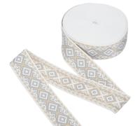 FINGERINSPIRE 10m Rhombus Jacquard Ribbon 5cm Wide PapayaWhip Vintage Geometric Trim Ethnic Style Polyester Webbing Strap for Sewing Clothing Wedding Gift Wrapping Camera Bag Straps