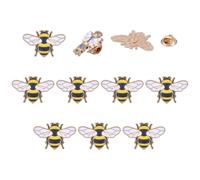 FINGERINSPIRE 10PCS Bee Enamel Brooch Set with Golden Alloy Back 32.5x20.5mm Animal Bee Lapel Pins Vivid Bees Badges Animal Theme Enamel Pins Colorful Brooch for Suits Uniform Memorabilia