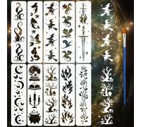 FINGERINSPIRE 10PCS Border Stencils with 1Pc Plastic Brush 11.8x2.95inch Fantasy Patterns Stencils Rectangle Romantic Patterns Stencil for Painting on Wood Wall Fabric Furniture DIY Home Decoration