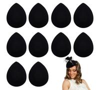FINGERINSPIRE 10PCS Fascinator Hat Base 10x12.7cm EVA Cloth Hat Fascinator Millinery Base Black Teardrop Hat Base Cocktail Hats Making Base Women Hat Craft Supply for Party Millinery Hat DIY Making