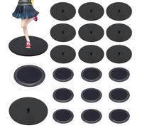 FINGERINSPIRE 10PCS Plastic Action Figure Display Stands 6cm Model Display Support Stand with Middle Pegs Black Flat Round Bases With 10pcs Adhesive for Action Figures Models Dolls Display Supplies