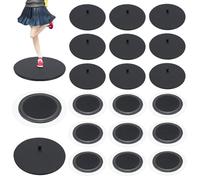 FINGERINSPIRE 10PCS Plastic Action Figure Display Stands 6cm Model Display Support Stand with Pegs Black Flat Round Bases With 10pcs Adhesive for Action Figures Models Dolls Display Supplies