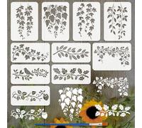 FINGERINSPIRE 10PCS Vines Pattern Stencil for Painting with Paint Brush A4/15x30cm Plastic PET Olive Oak Template Reusable Strawberry Bird Silhouette Stencil DIY Hollowed Plant Theme Template