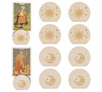 FINGERINSPIRE 10Pcs Wooden Tarot Card Holder 45x50x15mm Sun Moon Tarot Card Storage Stand BurlyWood Tarot Card Stand Witchy Stand for Oracle Lenormand Meditation Pagan Altar Wiccan Decor Gift Supplies