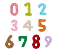 FINGERINSPIRE 10Pcs Wool Crocheted Number 0-9 Patches, 10 Colors Sewing Crochet Patches Decorative Knitted Number 0-9 Patch for Handmade DIY Accessories Clothing Backpacks Hat Decoration