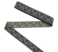 FINGERINSPIRE 10Yards/9.14M Jacquard Ribbon 24mm Wide Boho Lace Trim Vintage Floral Embroidered Ribbon, Black Ethnic Style Lace Trim for Sewing Handmade Bag Clothing Decoration DIY Crafts