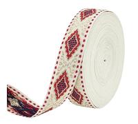 FINGERINSPIRE 10Yards/9.1M Jacquard Ribbon Trims 22mm Wide FireBrick Color Boho Embroidered Woven Ribbon Polyester Rhombus Woven Fabric Bias Tape for DIY Clothing Bag Sewing Crafts Home Decoration