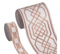 FINGERINSPIRE 11 Yards Jacquard Ribbon 1.1 Inch & 3.3 Inch Wide Camel Celtic Claddagh Ribbons Classical Rhombus Fabric Trim Spool Vintage Jacquard Ribbon for Sewing and Crafts Making