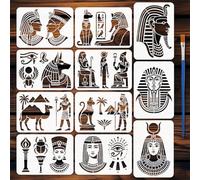 FINGERINSPIRE 11PCS Egyptian Stencils 29.7x21cm with a Brush Ancient Egypt Patterns Stencil A4 Size Reusable Egypt Theme Templates for Painting on Wood Wall Canvas Fabric DIY Home Decor