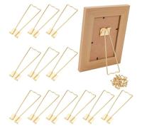 FINGERINSPIRE 12 PCS Gold Metal Photo Frame Easel Back Stand 150x37mm Trapezoid Iron Picture Frame Supports with 24 PCS Screws Perfect for Tabletop Photo Frames, Picture Displays and Home Decoration