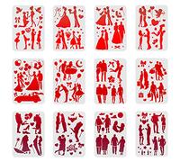 FINGERINSPIRE 12 Pcs Love Stencils - 29.7x21cm Plastic Drawing Stencils - Romantic Love Template Sets for Painting on Wood, Floor, Wall and Tile