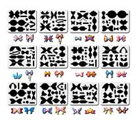 FINGERINSPIRE 12 Sets Plastic Bows Tie Making Template,25x20cm Unicorns Mermaids Crowns Butterflies Deer Style Bows Stencil for Card Making, Hairpin and DIY Craft Making