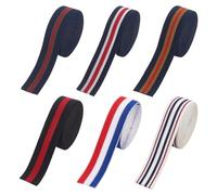 FINGERINSPIRE 12 Yard Three Color Stripe Twill 25mm Wide Elastic Band Single-Side 6 Colors Stripe Elastic Band for Sewing Knit Elastic Band Polyester for Sewing Skirts, Craft DIY Projects