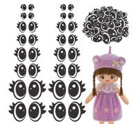 FINGERINSPIRE 120 Pairs Felt Eyes for DIY Craft 4 Sizes Oval Amigurumi Eyes for Dolls Craft Projects Soft Material Craft Eye with Classic Black and White Design Ample Supply for Dolls Creations