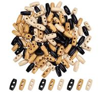FINGERINSPIRE 120 Pcs Mini Wooden Toggle Buttons 2 Hole 16mm Tiny Sewing Horn Toggle Buttons 3 Colors Micro Olive Shape Sewing Buttons Small Bowling Sewing Buttons for DIY Sewing Crafts Decoration