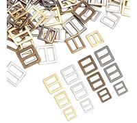 FINGERINSPIRE 120pcs 4 Colors Sewing Mini Tri-Glide Buckles, (8mm 10mm 12mm) Alloy Slide Buckles Metal Button DIY Patchwork Buckle Handmade Craft Accessories for Clothes Shoes Bags Belt
