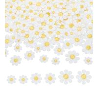 FINGERINSPIRE 120Pcs Daisy Flower Patches, 3 Sizes White Daisy Flower Embroidery Applique Polyester Floral Sew on Patches for Clothing Bags Hats Jeans Jackets Decoration and DIY Accessories