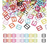 FINGERINSPIRE 120PCS Small Rectangle Adjustable Buckle Fasteners 10 Colors Include 8x7.5mm Mini Alloy Slide Buckles Button Tiny Slider Tri-glide Buttons Fasteners for Webbing Strap Sewing DIY Crafts