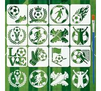 FINGERINSPIRE 12Pcs 12 Styles Football Pattern Painting Stencils 10x10cm Sport Stencils Balls Stencil Soccer Template Sport Theme Template for Painting on Wood Wall Canvas Fabric Furniture