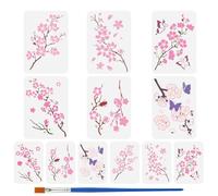 FINGERINSPIRE 12PCS Cherry Blossom Branch Stencils 21x29.7/14x20CM Cherry Blossom Flower Template Flower and Petals Butterflies Pattern Stencils with a Brush for DIY Crafts Home Decor