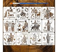 FINGERINSPIRE 12PCS Greek Mythology Constellations Stencils with a Brush 30x30cm Large Ancient Greece Culture Stencils Zodiac Signs Stencil Reusable Drawing Templates for Wood Wall DIY Crafts