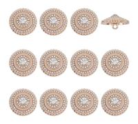 FINGERINSPIRE 12PCS Light Gold Rhinestone Buttons, 20mm Diameter, Flat Round, Alloy Material, Sewing Buttons