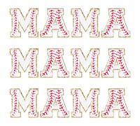 FINGERINSPIRE 12PCS Mama Letters Chenille Patches 2 Styles Iron On/Sew On White Baseball Style Letters Applique Patches Sewing Chenille Embellishment with Gold Edge for DIY Clothes Costume Decoration