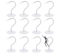 FINGERINSPIRE 12pcs Plastic Action Figure Stands with Hexagon Base Clear Flexible Action Figure Display Holder with Adjustable Snake Bone Metal Support Arm Compatible with HG/RG 1/144 Figures