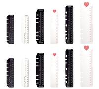 FINGERINSPIRE 12PCS Plastic Bookmark Rulers A5 A6 Page Marker Page Loose Leaf Ruler Notebook Binder Ruler Rectangle Measuring Rulers for 6 Holes A5 A6 Binders Notebook Refillable Journal Bookmarks