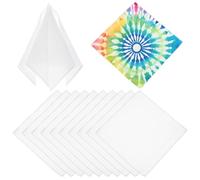 FINGERINSPIRE 12Pcs White Cotton Square Handkerchiefs DIY Tie Dye Batik 34.5x34.5cm Blank Soft Craft Fabric Cloth Bandanas Breathable Plain Cloth for Hand Painting Sewing DIY Supplies