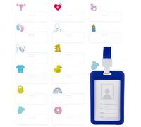 FINGERINSPIRE 14Pcs Labor and Delivery Nurse ID Badge, 4.5x7.5x0.2cm Plastic Horizontal Cute Badge Toppers with Bear/Duck/T-Shirt/Rainbow/Butterfly Knot/Footprints/Bottle for Nurse Worker