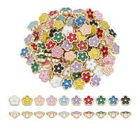 FINGERINSPIRE 150Pcs Mini Flower Buttons 6x6x3.5mm Micro Alloy Enamel Shank Buttons 10 Colors Tiny Floral Button with 1 Hole Small Flower Sewing Buttons for DIY Craft Sewing Small Clothing