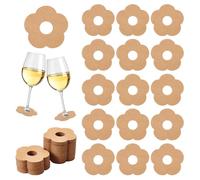 FINGERINSPIRE 150Pcs Paper Wine Glass Markers 68.5x67mm Blank Flower Drink Name Tags BurlyWood Paper Wine Tag Wine Glass Drink Charm DIY Identification Marker for Wine Glasses Champagne