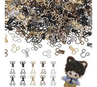 FINGERINSPIRE 150Pcs Sewing Hooks and Eyes 5 Colors Garment Hook and Eye 12mm Mini Sewing Hooks and Eyes Brass Hook and Eye Closures Hooks and Eyes Clasps for Doll Clothing Sewing DIY Craft