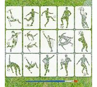 FINGERINSPIRE 15PCS Football Figures Stencil With Paint Brush 21x29.7cm 15Styles Soccer Players Drawing Template Playing Soccers Template for Painting on Wood Wall Fabric Furniture DIY Home Decoration