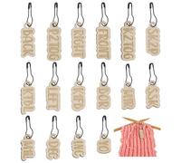FINGERINSPIRE 16 Pcs 16 Styles Wood Rectangle Stitch Markers 1.3inch/35mm Wooden Letters Crochet Stitch Marker Wood Locking Stitch Marker Removable Locking Stitch Markers with Left INC SSK YO KTBL