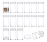 FINGERINSPIRE 16 Pcs Round Clear Coin Storage Tube Plastic Coin Holder with Protective Sponge, 33x56mm Transparent Collection Tubes for Coins, Commemorative & Rare Coins (Inner Diameter 29mm)
