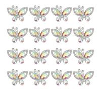 FINGERINSPIRE 16PCS Crystal Butterfly Flat Back Diamante Embellishments Silver Butterfly Alloy Cabochons with Glass Rhinestones Crystal Butterflies Ornaments Decor for Home Clothes Shoes Hats Crafts