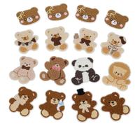 FINGERINSPIRE 16Pcs Iron on/Sew on Bear Embroidery Patch, Polyester Lion Patch Cute Animal Embroidered Applique Sewing Decorative Panda Patches for Bags, Jackets, Jeans, Clothes DIY Accessory