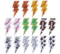 FINGERINSPIRE 16Pcs Lightning Ball Iron on Patches 8 Styles Colorful Lightning Sport Ball Cloth Applique 78x34mm Polyester Football Embroidered Sewing Patches Soccer Repair Decor Patch for Clothing