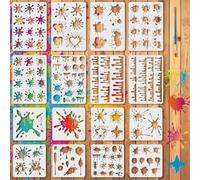 FINGERINSPIRE 16Pcs Splashes Pattern Stencils 16Styles Dirty Spots Painting Stencils PET Stains Styles Decoration Stencil PET Graffiti Themes Template for Painting on Wood Wall Floor Furniture