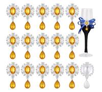 FINGERINSPIRE 16Pcs Topaz Teardrop Rhinestones for Brooch Making 46x24x5mm Teardrop Shape Rhinestones Embellishment with Silver Alloy Base DIY Jewelry Supplies for Wedding Gothic Decor - No Pin